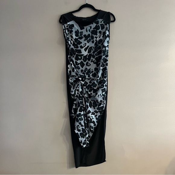 ALLSAINTS Riviera Leo Dress Animal Print Knotted Asymmetrical Sleeveless Grunge - Picture 3 of 15